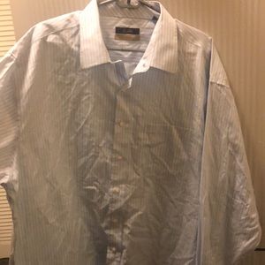 Tasso Elba Button Up Dress Shirt Size 2XL XXL 18-18 1/2 Long Sleeve Brown Blue